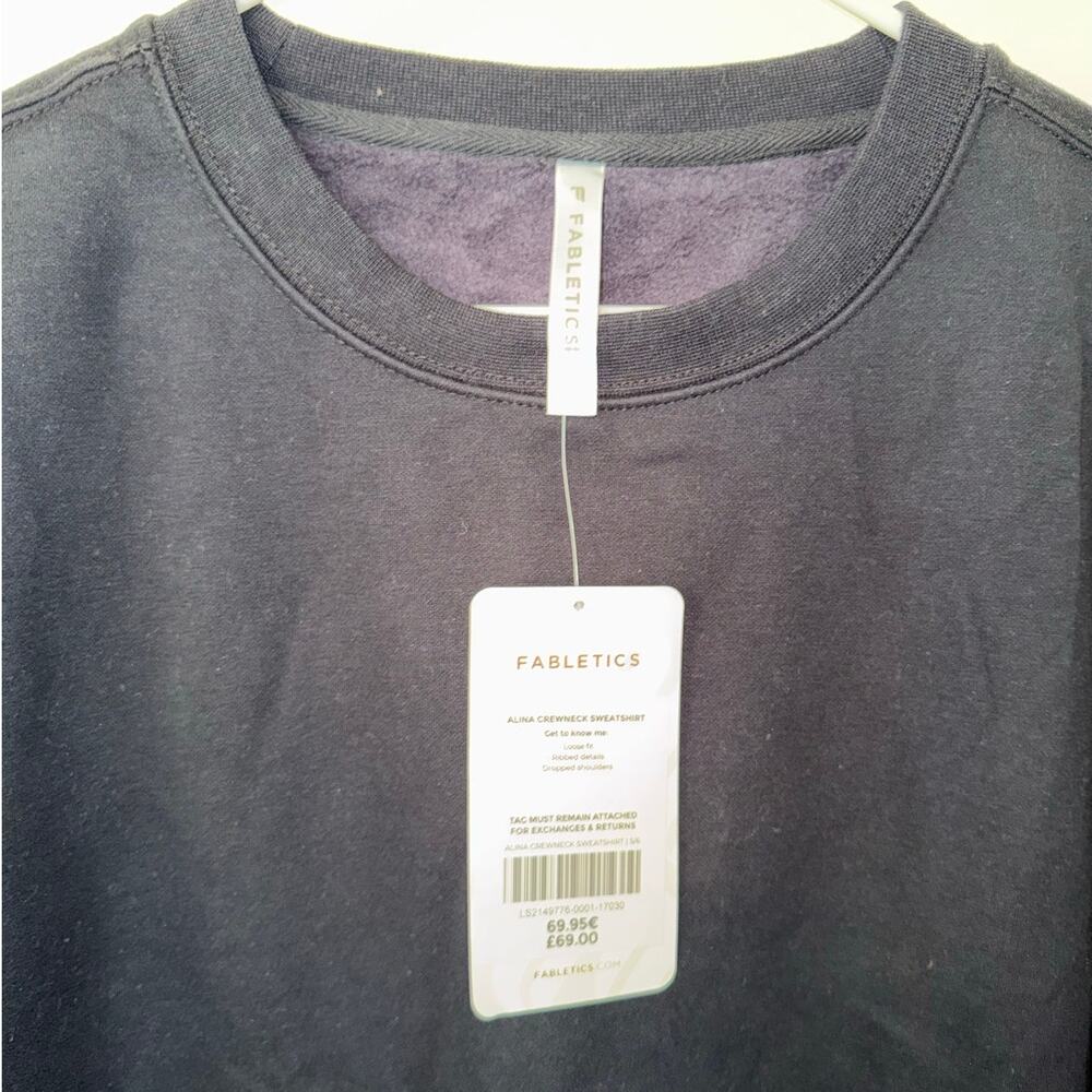 New Fabletics Alina Go-To Crewneck Sweatshirt Black size S - Picture 4 of 6